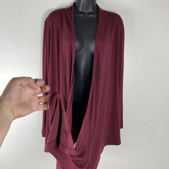Pure Jill Womens Bordeaux Cardigan Sweater Sz Large Multi-Way Wrap Burgundy - Picture 5 of 8